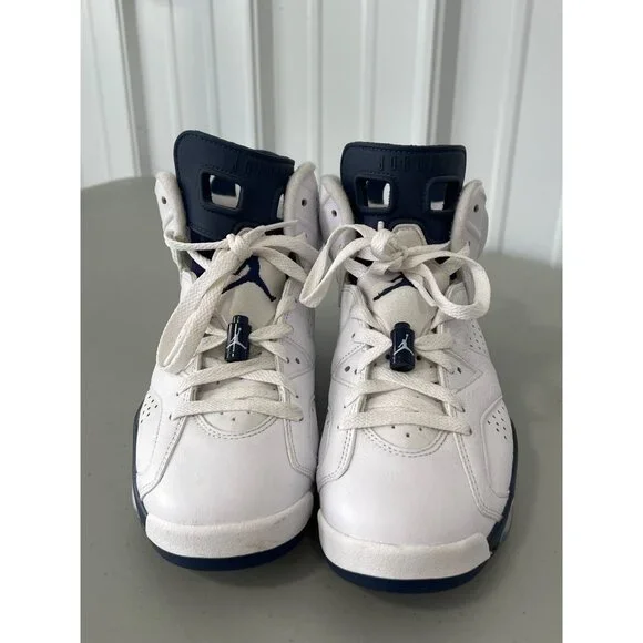 Air Jordan 6 Retro Midnight Navy Sneakers White/Blue Size 6.5 Mens Basketball Sh